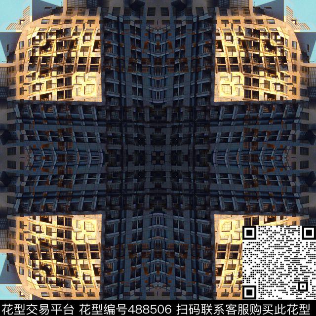 抽象对称建筑数码印花华亿平台下载（图片编号: 488506） - 瓦栏（Walan）