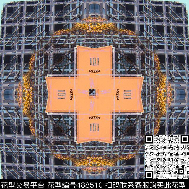 抽象建筑对称数码印花华亿平台下载（图片编号: 488510） - 瓦栏（Walan）