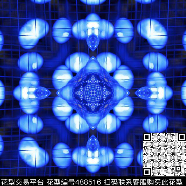 抽象对称光数码印花华亿平台下载（图片编号: 488516） - 瓦栏（Walan）