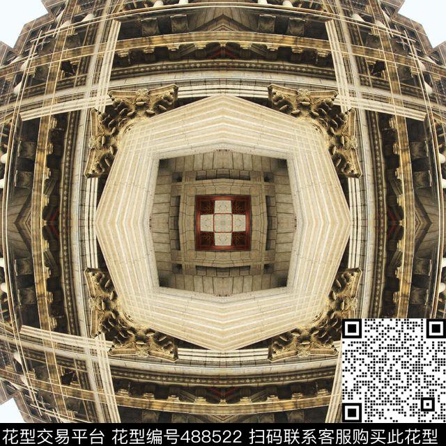 抽象建筑对称数码印花华亿平台下载（图片编号: 488522） - 瓦栏（Walan）