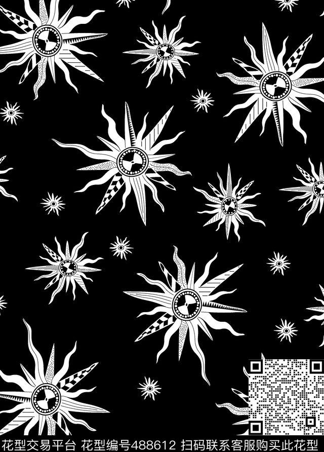 黑白花几何民族风传统印花华亿平台下载（图片编号: 488612） - 瓦栏（Walan）