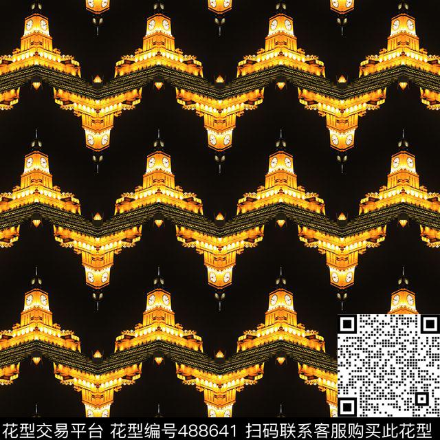 抽象建筑重复数码印花华亿平台下载（图片编号: 488641） - 瓦栏（Walan）
