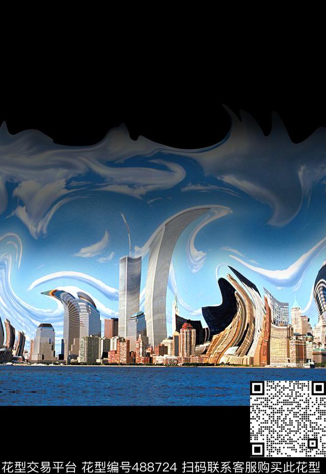 潮流时尚T恤卫衣夹克城市建筑数码印花华亿平台下载（图片编号: 488724） - 瓦栏（Walan）