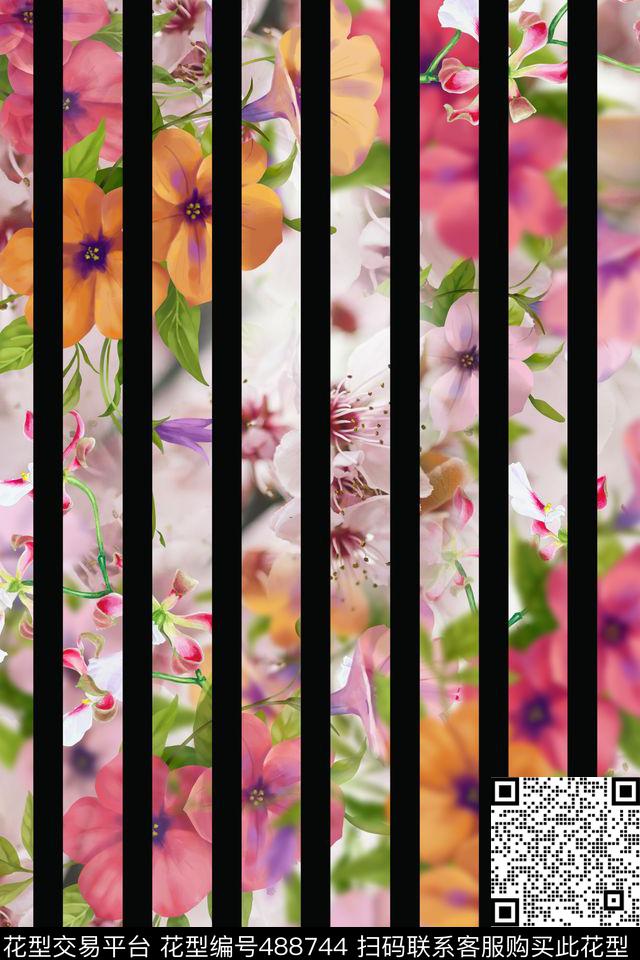 L.D~几何格子条纹L.D~花卉朦胧花卉数码印花华亿平台下载（图片编号: 488744） - 瓦栏（Walan）