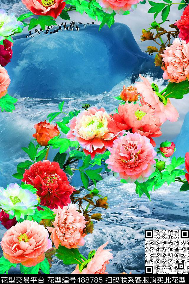风景花朵花卉数码印花华亿平台下载（图片编号: 488785） - 瓦栏（Walan）