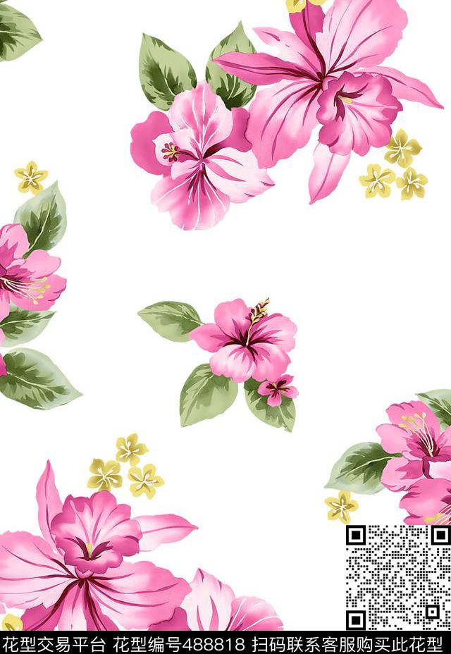 传统印花花卉叶子花卉传统印花华亿平台下载（图片编号: 488818） - 瓦栏（Walan）