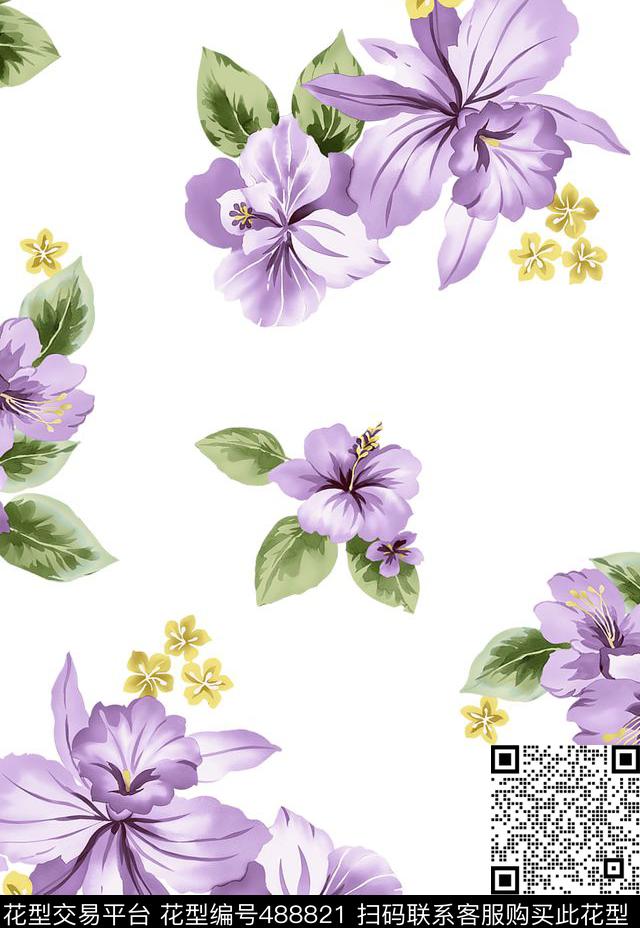 传统印花花卉叶子花卉传统印花华亿平台下载（图片编号: 488821） - 瓦栏（Walan）