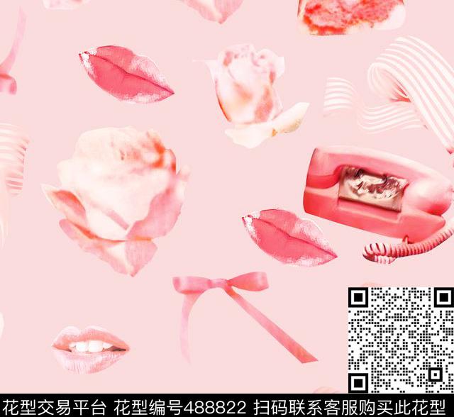 粉嫩可爱流行时尚偶尔米数码印花华亿平台下载（图片编号: 488822） - 瓦栏（Walan）