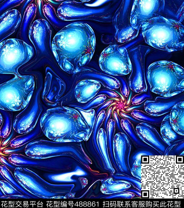 流行时尚漩涡花纹欧美数码印花华亿平台下载（图片编号: 488861） - 瓦栏（Walan）