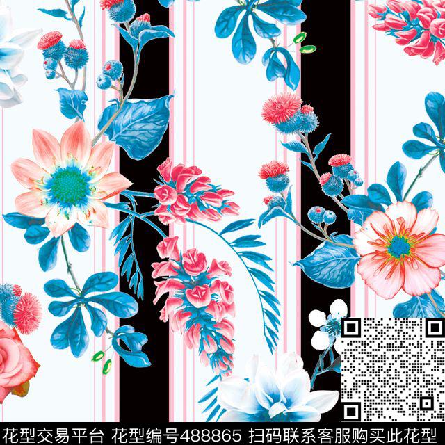 原创优雅花卉数码印花华亿平台下载（图片编号: 488865） - 瓦栏（Walan）