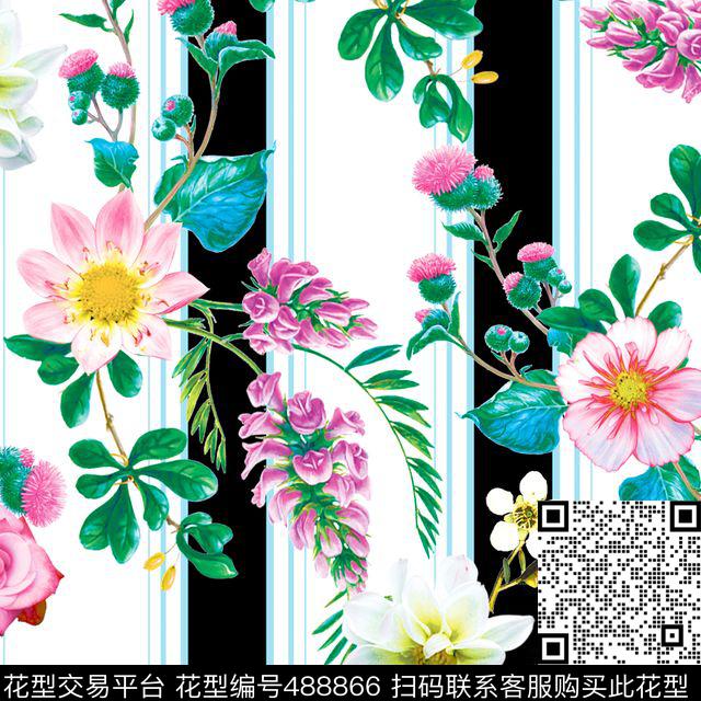 原创优雅花卉数码印花华亿平台下载（图片编号: 488866） - 瓦栏（Walan）
