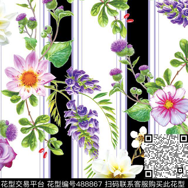 原创优雅花卉数码印花华亿平台下载（图片编号: 488867） - 瓦栏（Walan）
