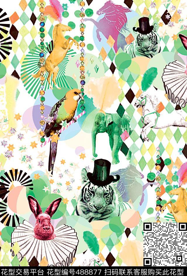 原创动物优雅数码印花华亿平台下载（图片编号: 488877） - 瓦栏（Walan）