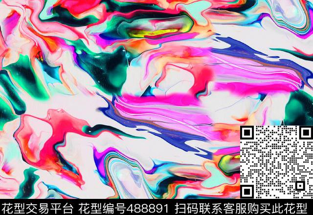 抽象几何明艳线条2016春夏数码印花华亿平台下载（图片编号: 488891） - 瓦栏（Walan）