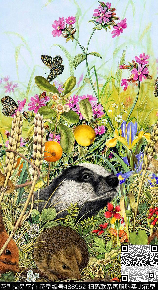 时尚松鼠老鼠数码印花华亿平台下载（图片编号: 488952） - 瓦栏（Walan）