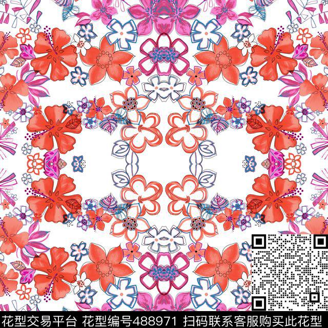 手绘小碎花镜像数码印花华亿平台下载（图片编号: 488971） - 瓦栏（Walan）