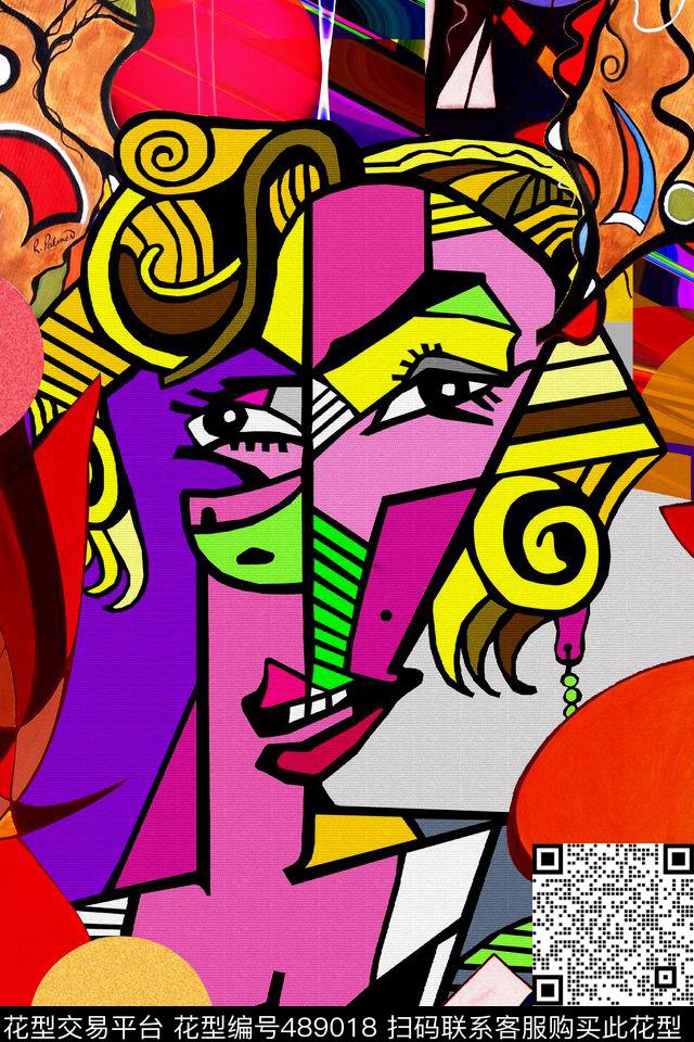 插画抽象几何数码印花华亿平台下载（图片编号: 489018） - 瓦栏（Walan）