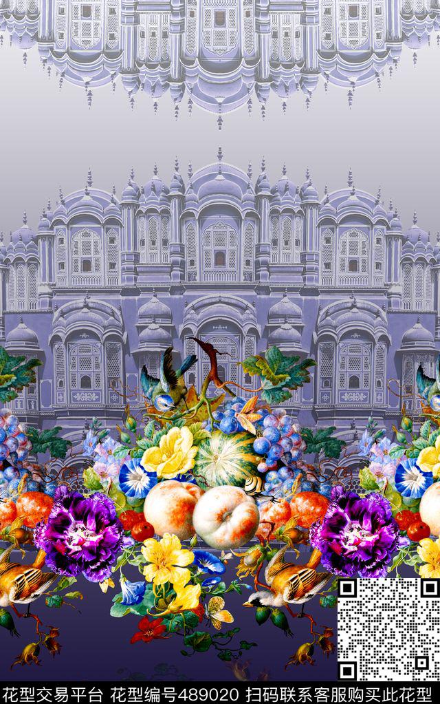 时尚花卉鸟数码印花华亿平台下载（图片编号: 489020） - 瓦栏（Walan）