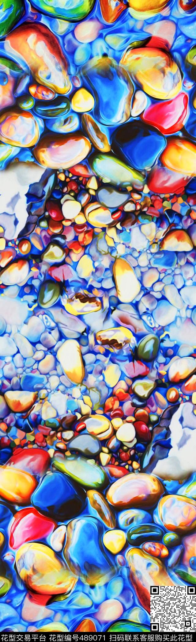 鹅卵石石头手绘数码印花华亿平台下载（图片编号: 489071） - 瓦栏（Walan）