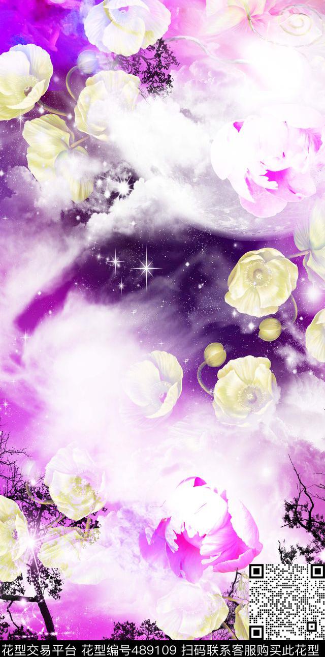 梦幻花梦幻背景数码印花华亿平台下载（图片编号: 489109） - 瓦栏（Walan）