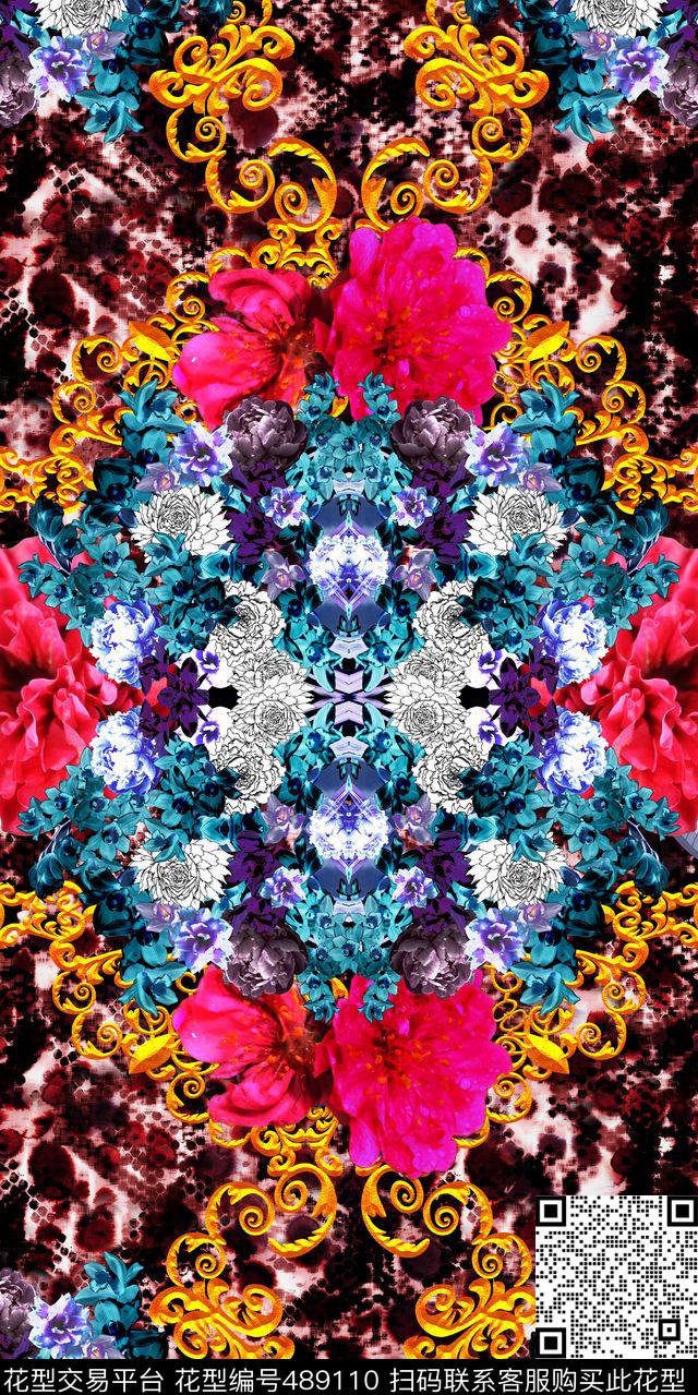 蛇纹欧式金属定位数码印花华亿平台下载（图片编号: 489110） - 瓦栏（Walan）