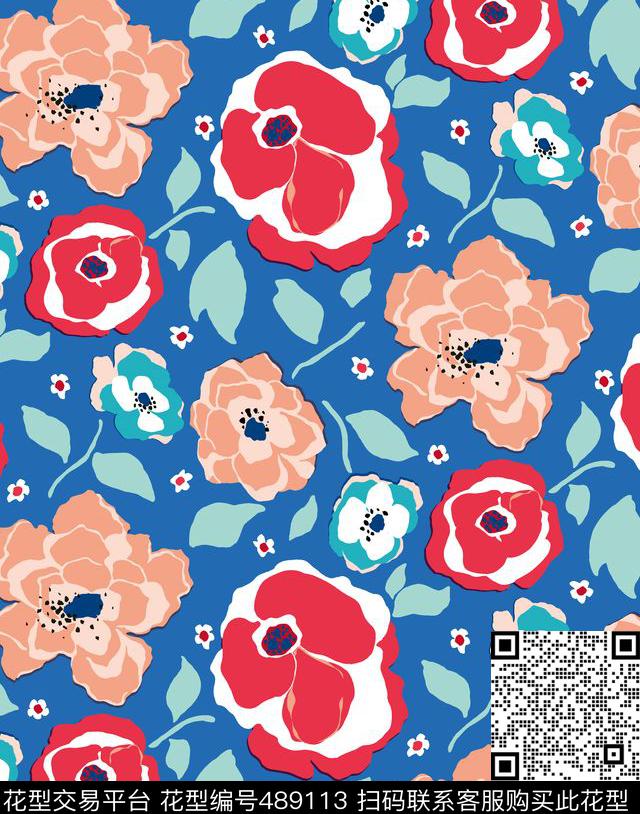 大气优雅家纺服装几何抽象色块花朵传统印花华亿平台下载（图片编号: 489113） - 瓦栏（Walan）