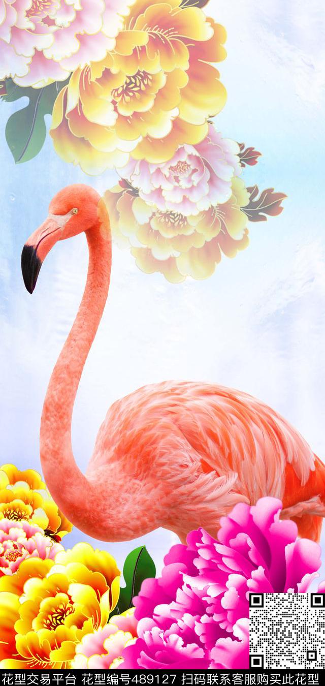 时尚定位牡丹鸟数码印花华亿平台下载（图片编号: 489127） - 瓦栏（Walan）