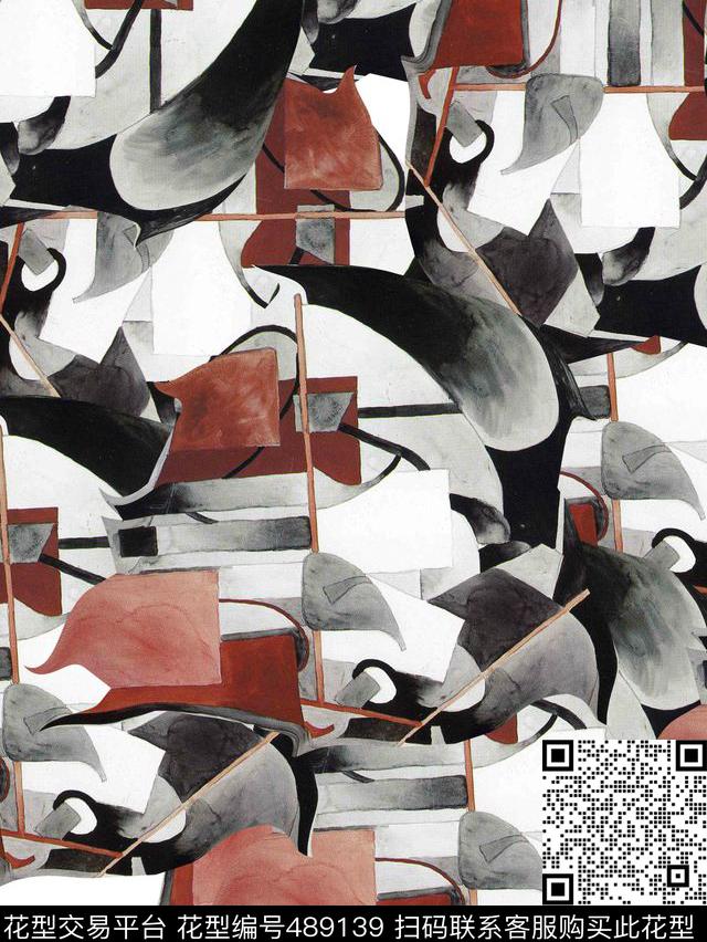 复古几何油画数码印花华亿平台下载（图片编号: 489139） - 瓦栏（Walan）