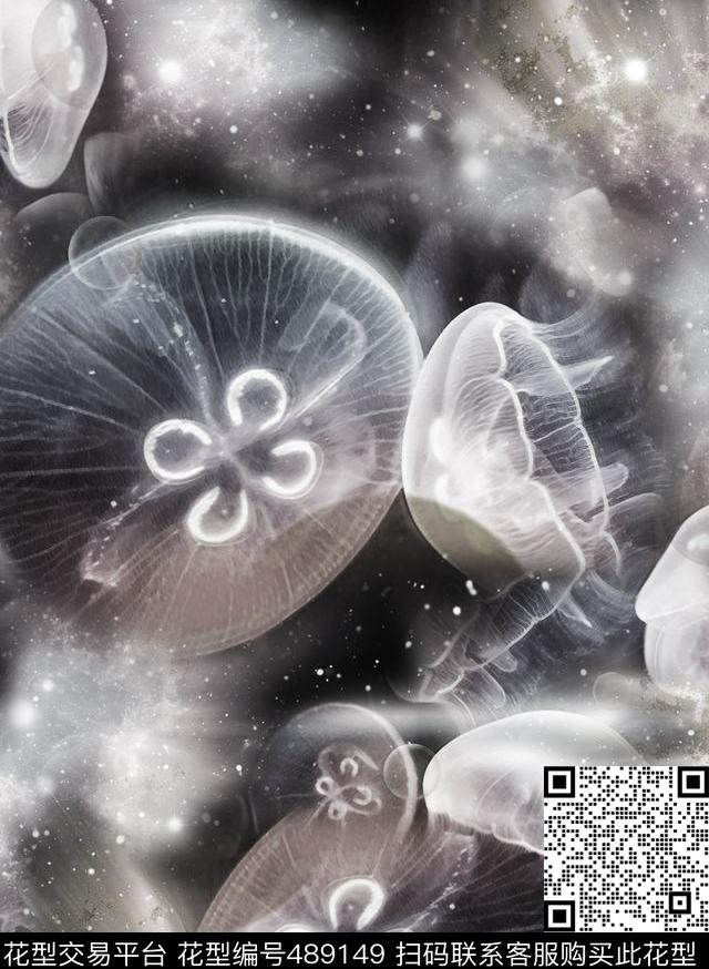 抽象星空幻彩水母流行时尚欧美数码印花华亿平台下载（图片编号: 489149） - 瓦栏（Walan）
