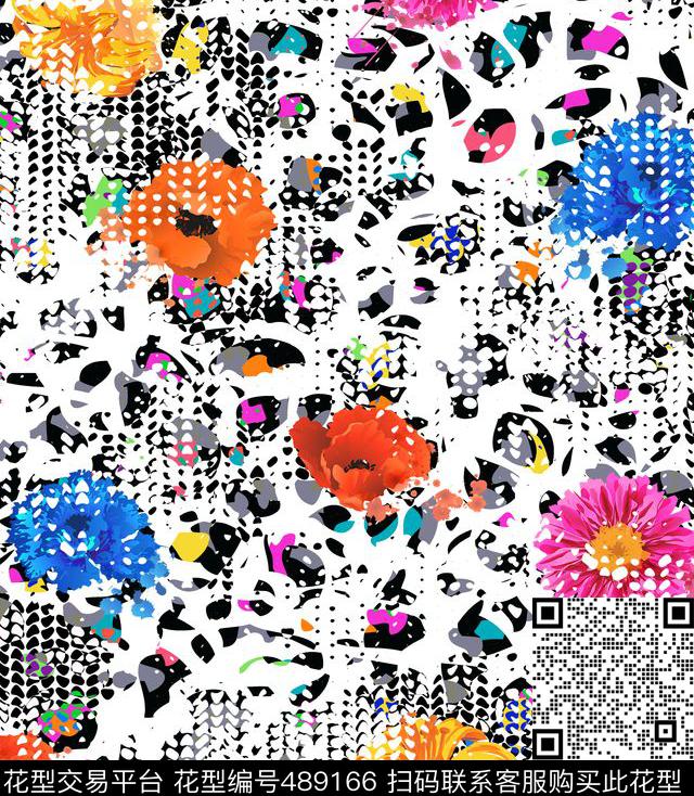 多彩豹点几何点数码印花华亿平台下载（图片编号: 489166） - 瓦栏（Walan）