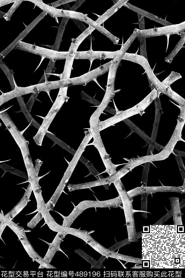 潮流男装黑白灰素色树数码印花华亿平台下载（图片编号: 489196） - 瓦栏（Walan）