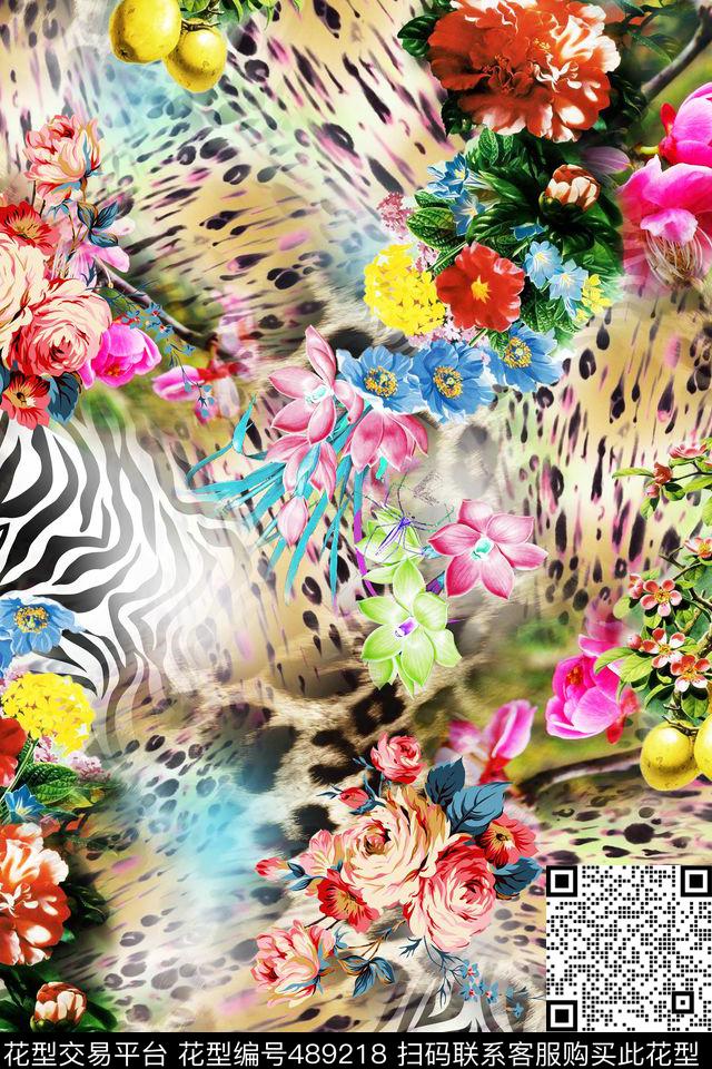 花卉豹纹斑马纹数码印花华亿平台下载（图片编号: 489218） - 瓦栏（Walan）