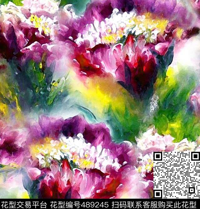 朦胧水彩数码油画油画花卉数码印花华亿平台下载（图片编号: 489245） - 瓦栏（Walan）