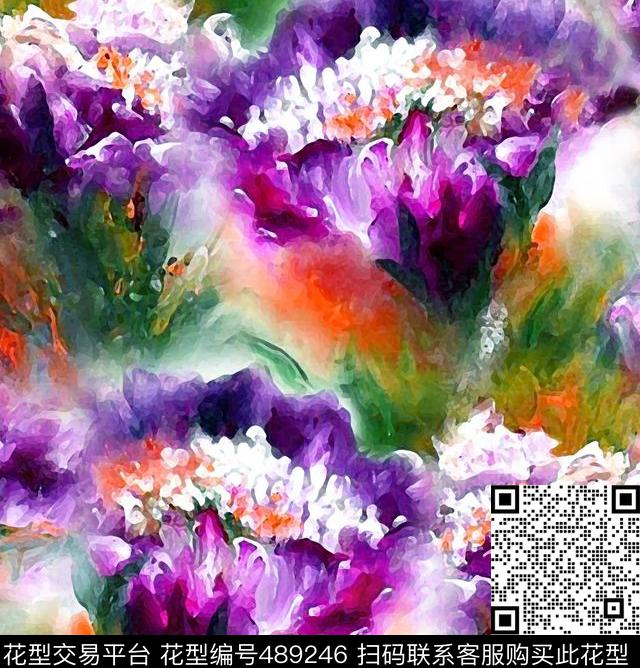 数码油画油画花卉朦胧水彩数码印花华亿平台下载（图片编号: 489246） - 瓦栏（Walan）