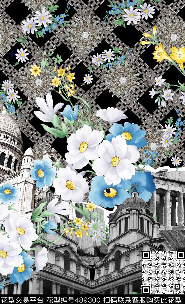 潮流时尚欧式宫廷风欧式建筑数码印花华亿平台下载（图片编号: 489300） - 瓦栏（Walan）