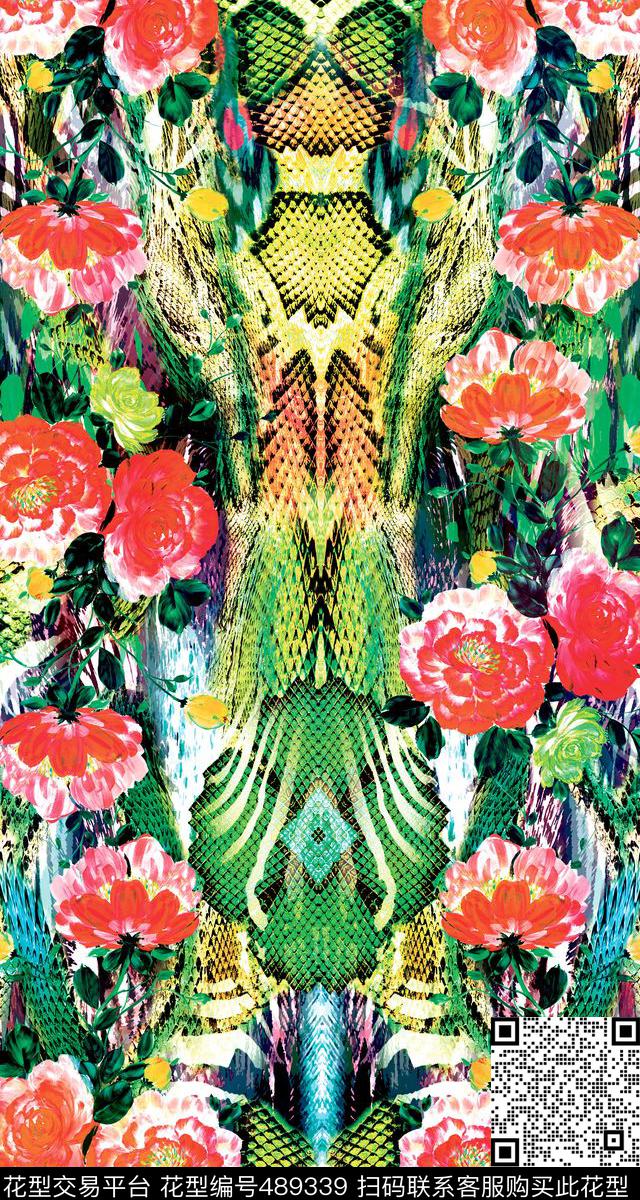 原创花卉优雅数码印花华亿平台下载（图片编号: 489339） - 瓦栏（Walan）