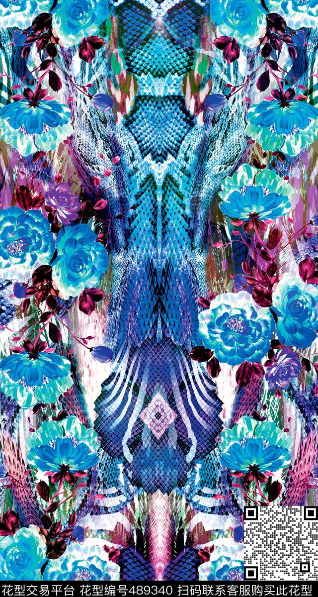 原创花卉优雅数码印花华亿平台下载（图片编号: 489340） - 瓦栏（Walan）