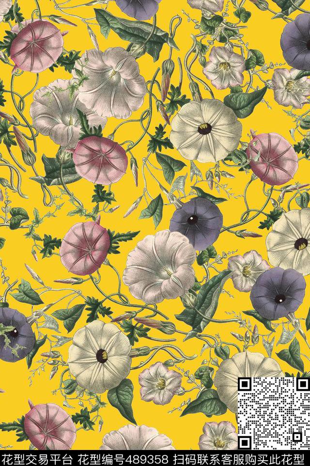 窗帘布花卉连衣裙家纺数码印花华亿平台下载（图片编号: 489358） - 瓦栏（Walan）