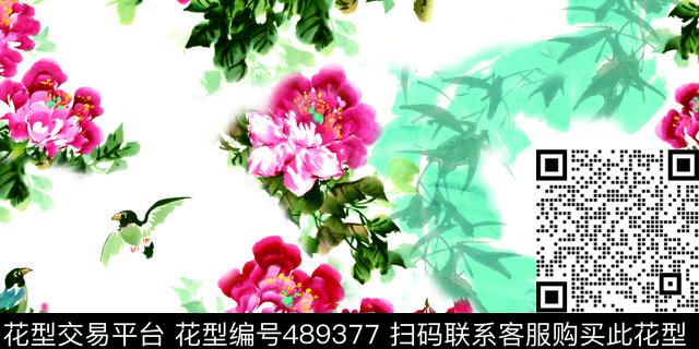 抽象手绘动物植物花朵数码印花华亿平台下载（图片编号: 489377） - 瓦栏（Walan）