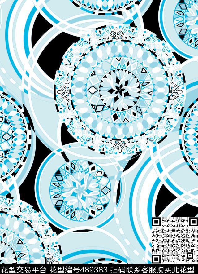 原创优雅几何数码印花华亿平台下载（图片编号: 489383） - 瓦栏（Walan）