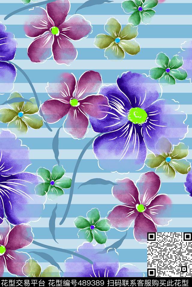 长裙大花活力数码印花华亿平台下载（图片编号: 489389） - 瓦栏（Walan）