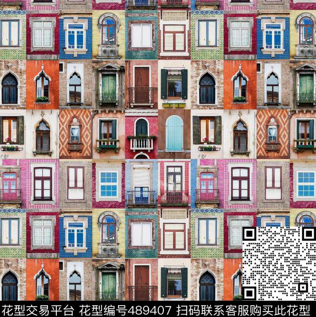 复古时尚窗户数码印花华亿平台下载（图片编号: 489407） - 瓦栏（Walan）