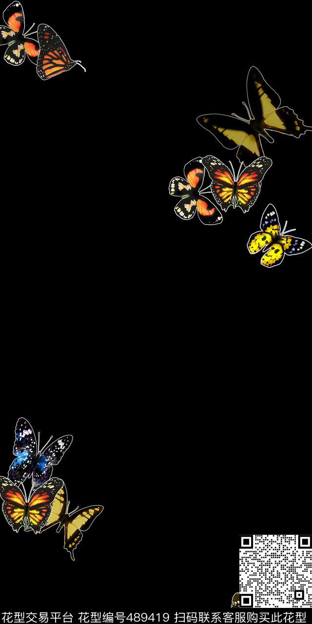 纯底蝴蝶男装数码印花华亿平台下载（图片编号: 489419） - 瓦栏（Walan）