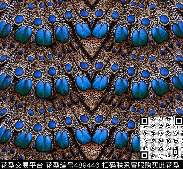 民族风孔雀羽毛肌理肌理效果数码印花华亿平台下载（图片编号: 489446） - 瓦栏（Walan）