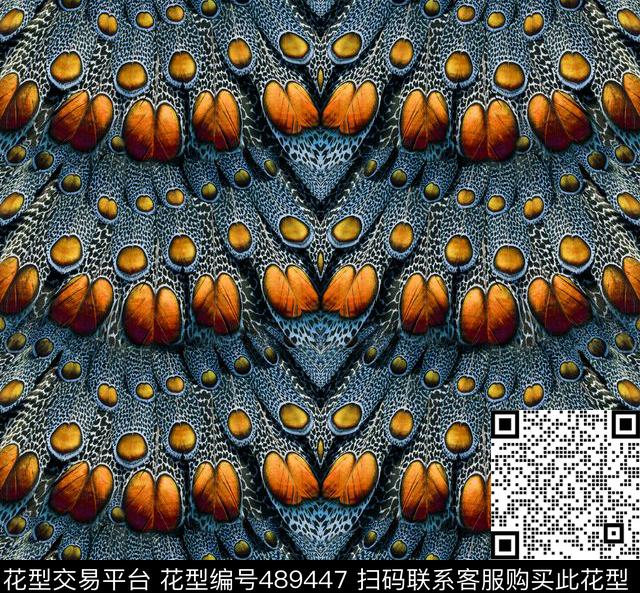 民族风孔雀羽毛肌理肌理效果数码印花华亿平台下载（图片编号: 489447） - 瓦栏（Walan）