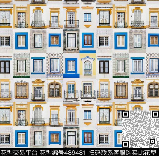 时尚复古窗户数码印花华亿平台下载（图片编号: 489481） - 瓦栏（Walan）