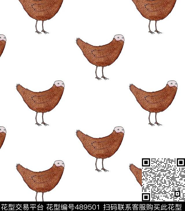 卡通老头母鸡传统印花华亿平台下载（图片编号: 489501） - 瓦栏（Walan）