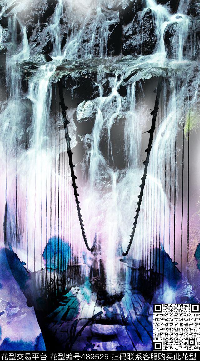 中国风水墨山水数码印花华亿平台下载（图片编号: 489525） - 瓦栏（Walan）