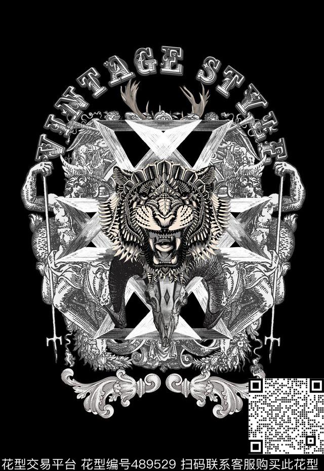 T恤卫衣夹克潮流时尚定位老虎头数码印花华亿平台下载（图片编号: 489529） - 瓦栏（Walan）