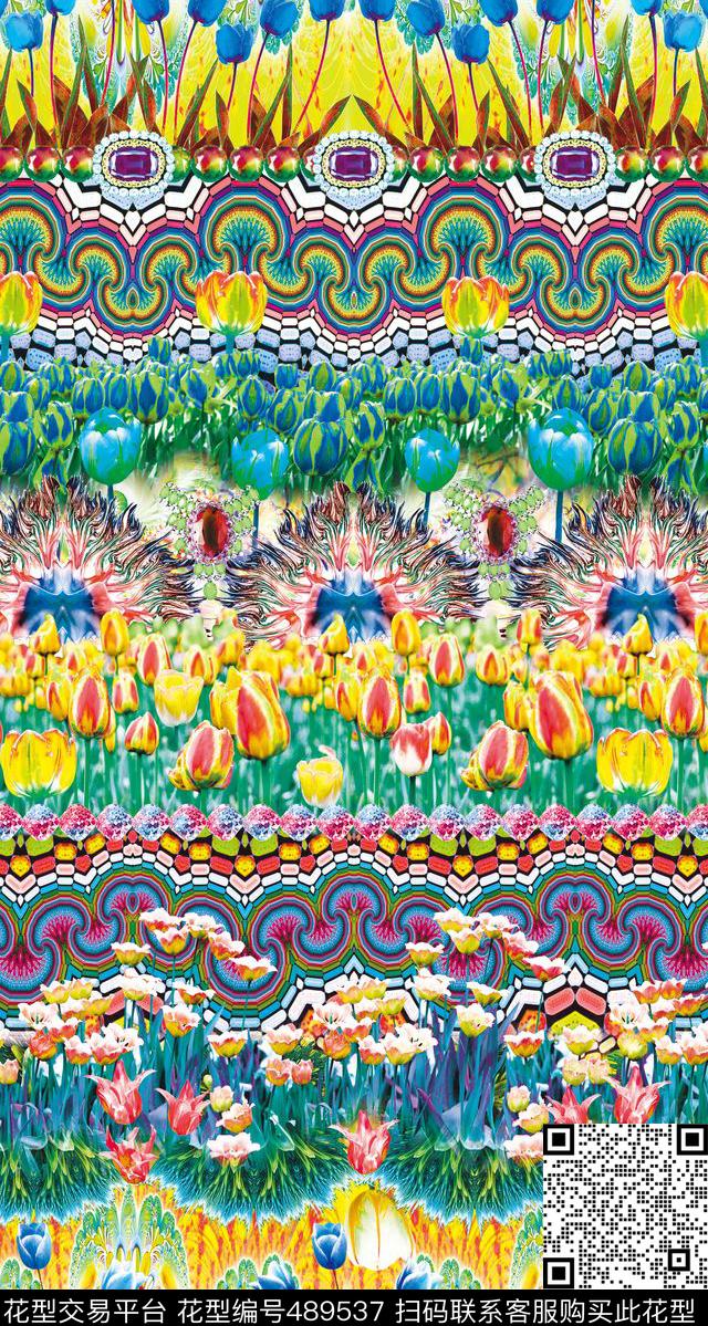 原创民族花卉数码印花华亿平台下载（图片编号: 489537） - 瓦栏（Walan）